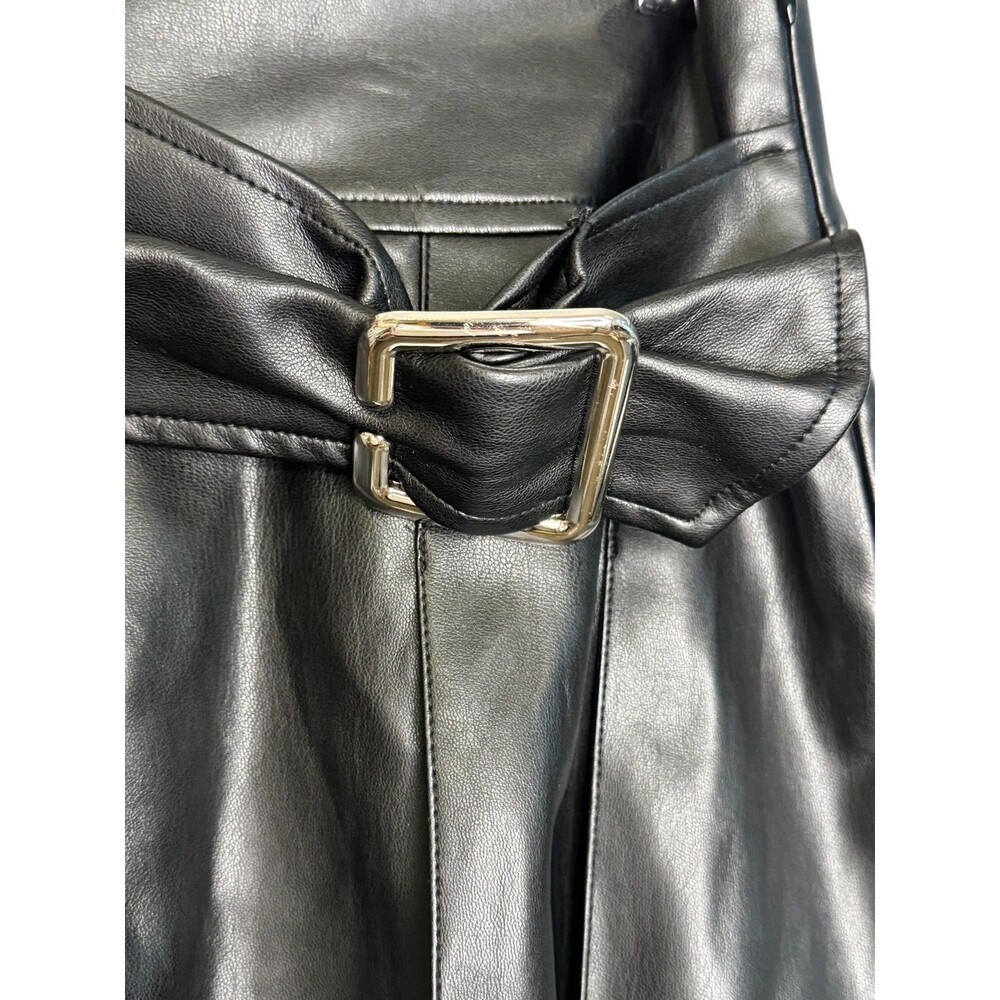 I.AM.GIA Skirt Womens Small Black Faux Leather Pleated Mini Wrap Buckle Belt - Picture 4 of 8